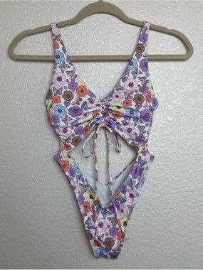 Frankies Bikinis Emma Cheeky High Leg One Piece Floral Swimsuit - Mariposa